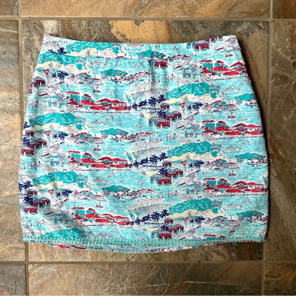Vineyard Vines St. Barths Scene Skirt Women's Size Small Blue Multi Print